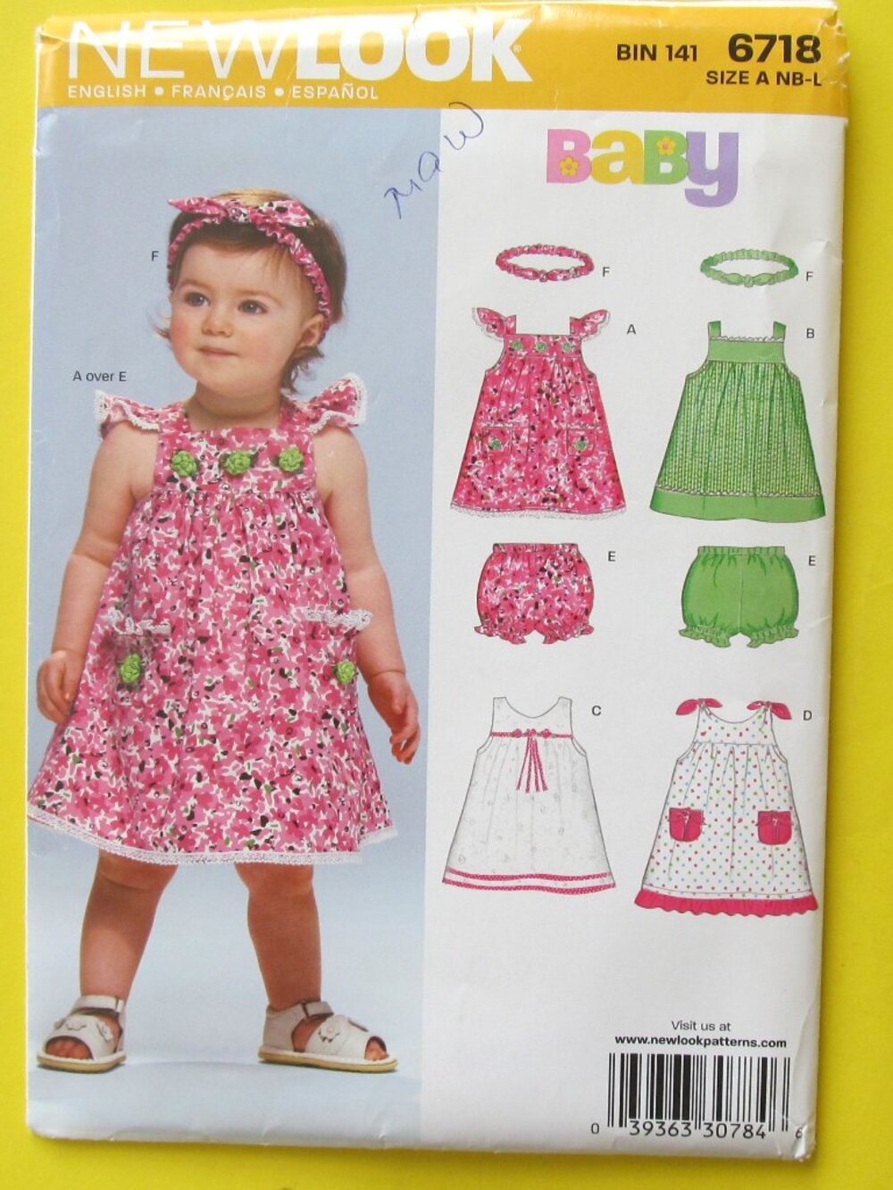 2/$20 New Look sewing pattern 6718 Baby summer outfit